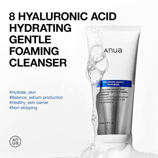 Anua 8 Hyaluronic Acid Hydrating Gentle Foaming Cleanser. Limpiador pieles sensibles
