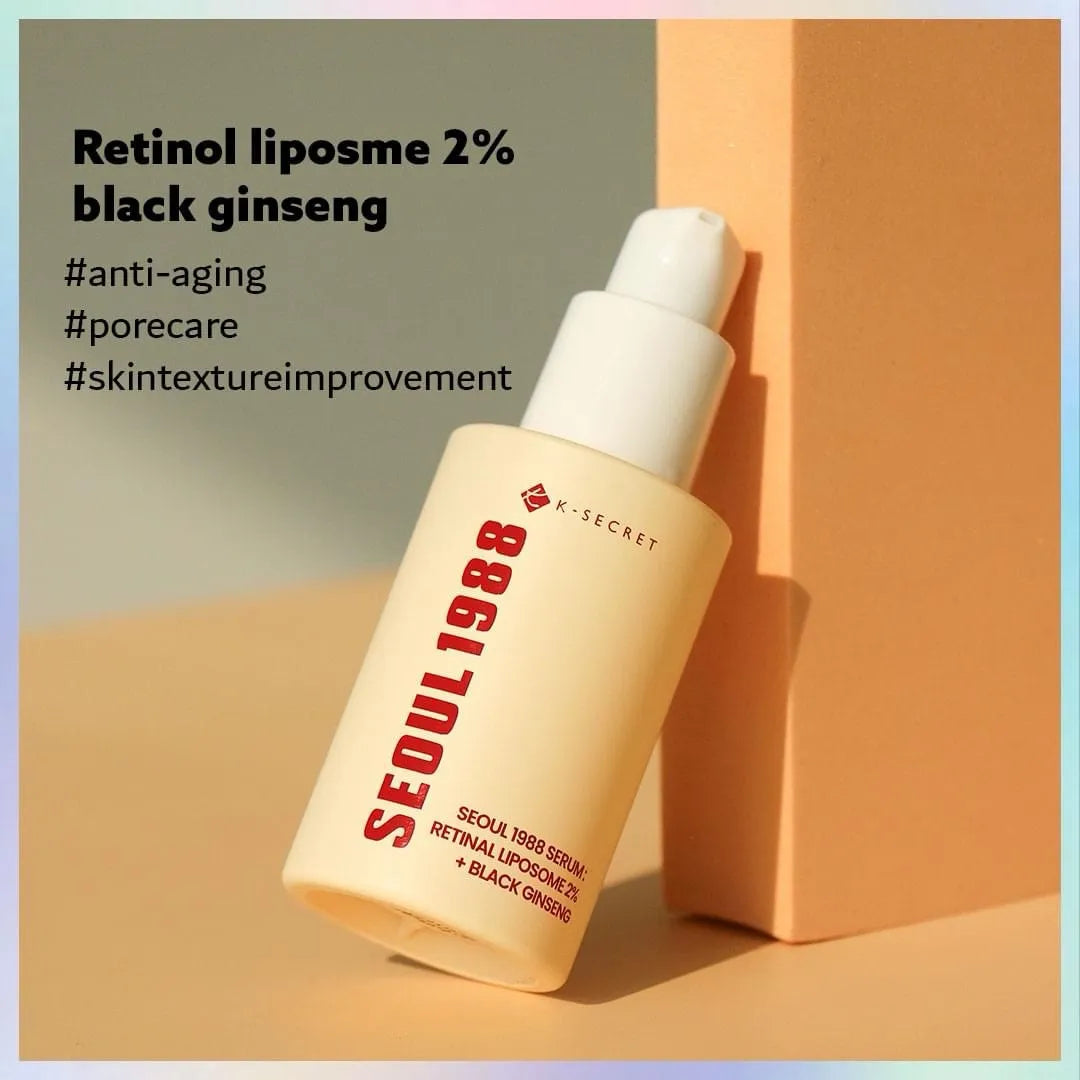 🧬 Retinal Liposome 2% + Black Ginseng Serum de Seoul 1988 - Anti-edad clínico con poder coreano.